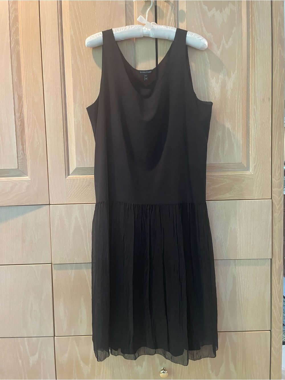 Eileen Fisher Black Silk Sleeveless Tank Dress with Full Slip